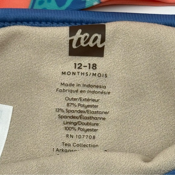 Tea Collection Girls Rash Guard Baby Swim Set 12-18 Mo Butterfly Orange Blue NWT - Picture 3 of 11